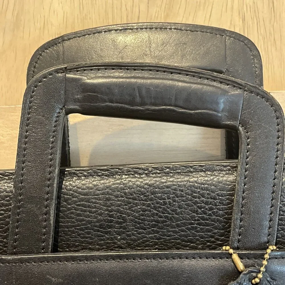 VTG Coach Black Leather Associate Bag Messenger Briefcase Lux Tote Purse 5203